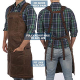 Woodworking Shop Apron - 16 oz Waxed Canvas Work Aprons | Metal Tape holder, Fully Adjustable to Comfortably Fit Men Size S to XXL | Tough Tool Apron ecoZen Lifestyle