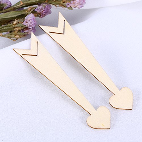 SUPVOX 20pcs Unfinished Wood Cutout Wooden Arrow Shape Natural Wood Pieces for DIY Arts Crafts Projects (Love Heart Arrow) - WoodArtSupply