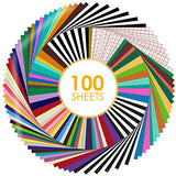 HTVRONT Permanent Vinyl for Cricut Machine-100 Pack 12"x12" Adhesive Vinyl Sheets Set, 90 Sheets Permanent Vinyl Bundle & 10 Transfer Tape for Vinyl HTVRONT