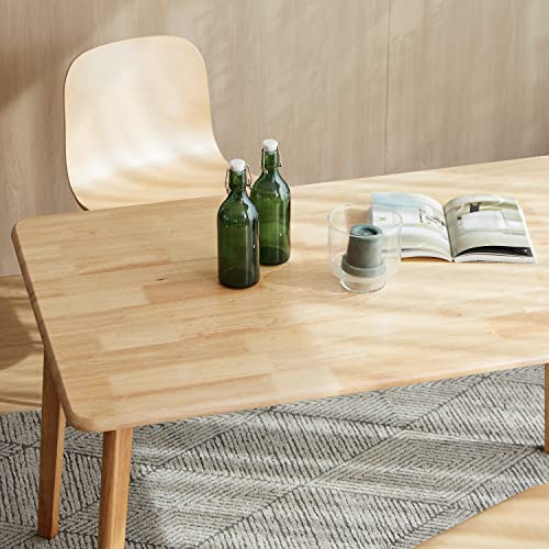 Livinia Canberra 47.2" Rectangular Wooden Dining Table/Mid Century Modern Malaysian Oak Kitchen Table (Natural-Oak) Table Only Livinia