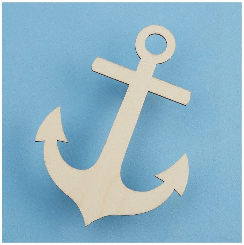 Pack of 24 Unfinished Wood Anchor Cutouts by Factory Direct Craft - Blank Anchor Wooden DIY Shapes for Scouts, Camps, Vacation Bible School, & Factory Direct Craft
