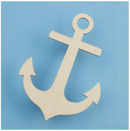 Pack of 24 Unfinished Wood Anchor Cutouts by Factory Direct Craft - Blank Anchor Wooden DIY Shapes for Scouts, Camps, Vacation Bible School, &