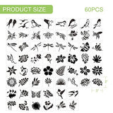 60 PCS Wood Burning Stencils for Crafts Painting on Wood Flowering Plants Bee Butterfly Pattern Stencil for Art Projects Scrapbooking Drawing Wall Nananent
