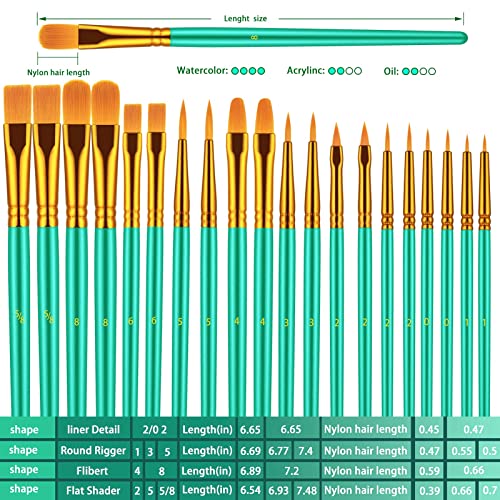 Paint Brushes Set, 60 Pcs Paint Brushes for Acrylic Painting, Oil Watercolor Acrylic Paint Brush, Artist Paintbrushes for Body Face Rock Canvas, Kids - WoodArtSupply