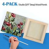 Unfinished Birch Wood Canvas Panels Kit, Falling in Art 4 Pack of 6x6’’ Studio 3/4’’ Deep Cradle Boards for Pouring Art, Crafts, Painting and More Falling in Art