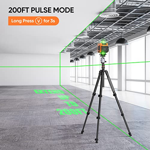 Laser Level, Elikliv 4D Laser Level 360 Self Leveling, 200Ft Green Laser Level Lines Tool, 4x360° Cross Line Laser for Construction and Picture Elikliv