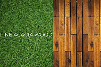 Interlocking Deck Tiles 24 x 12 Long Boards - Snap Together Wood Flooring | Acacia Hardwood Outdoor Flooring for Patio | Floor Decking Tile,