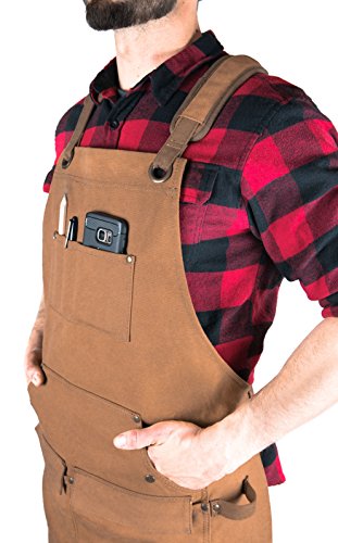 Hudson Durable Goods - Woodworking Edition - Waxed Canvas Apron - Brown - WoodArtSupply