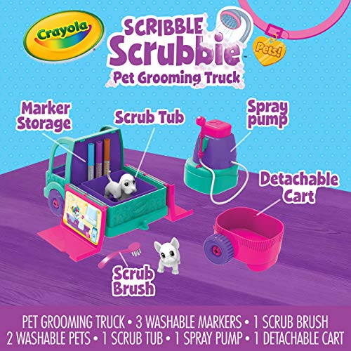 Crayola Scribble Scrubbie Pets Grooming Truck, Toys, Gift for Girls & Boys, Age 3, 4, 5, 6 Crayola