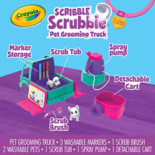 Crayola Scribble Scrubbie Pets Grooming Truck, Toys, Gift for Girls & Boys, Age 3, 4, 5, 6