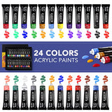 Professional Acrylic Paint Set, 60PCS with Paint Brushes,Acrylic Paint,Easel,4 Sizes Blank Canvases,Palette, Paint Knives,Brush Cup and Art Sponges ESRICH