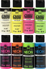 FolkArt Neon Glow Acrylic Paint Set, 2 oz, 8 Fl Oz FolkArt