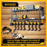 SOYEEZE Power Tool Organizer,8 Drill Holder Wall Mount,3 Layer Power Tool Storage Rack,Garage Utility Tool Rack & Hanger with Screwdriver SOYEEZE