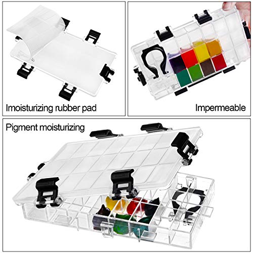 joybest Watercolor Palette Box 24-Well Paint Palette Box Airtight Leak Proof Travel Palette Case for Watercolors Half Pans, Acrylic, Gouache and Oil joybest