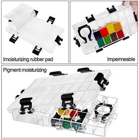 joybest Watercolor Palette Box 24-Well Paint Palette Box Airtight Leak Proof Travel Palette Case for Watercolors Half Pans, Acrylic, Gouache and Oil joybest