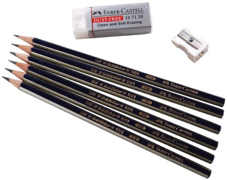Faber-Castel 114000 8-Piece Creative Studio Graphite Sketch Set, 2H, HB, B, 2B, 4B and 6B Faber-Castell