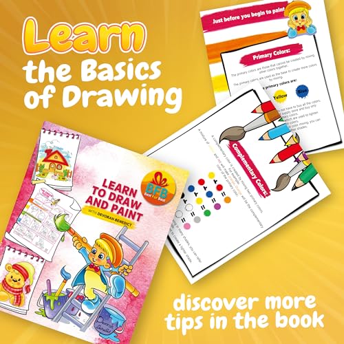 BFB Paint Set for Kids with Learn How to Draw Booklet - 32PCS Painting Supplies Kids Painting Kit, Premium Paint Kit for Children, Kids Paint Set Art BFB BEST FOR BEST