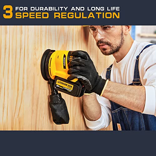 IRONFIST Random Orbit Sander for DEWALT Lithium Battery, 5inch Electric Palm Sander/Polisher 3 Speed Setting with Dust Bag with Sandpaper & Polishing IRONFIST