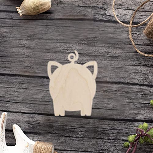 Pig Wood Craft,Unfinished Wooden Cutout Art,DIY Wood Sign, Inspirational Farmhouse Wall Plaque,Rustic Home Decor for Laundry Room Bathroom Bedroom Arupkeer