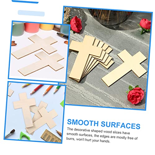 NOLITOY 60 Pcs Easter Cross Home Decor Cross Shape Wood Slices Wood Crafts Wooden Crafts Wooden Cross Cutouts Blank Wooden Cutout Wooden Chips Adorn NOLITOY