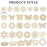 300Pcs Wooden Embellishments,Flower Butterfly Shape Wooden Cutouts Wooden Scrapbooking DIY Handmade Crafts Children Graffiti Home Decor Wooden Crown Haiabei