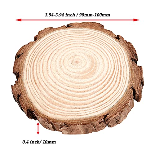 JOIKIT 50 PCS 3.5-4 Inches Natural Wood Slices, Unfinished Natural Wood Coasters, Wood Rounds Circles for Arts and Crafts, DIY, Christmas Ornaments, JOIKIT