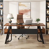 Tribesigns 63 Inches Desk with Bottom Shelves, Large Executive Desk, Computer Desk for Home Office, Business Workstation, Color Combination Table, Tribesigns