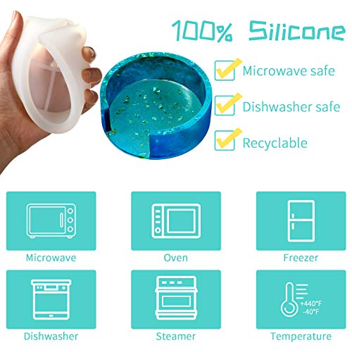 12 Pcs Resin Molds Set Epoxy Coaster Storage Box in Rectangle Round Silicone Casting Mold for Halloween DIY Art Craft Cup Mat Patelai