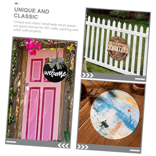 FUNOMOCYA 5pcs Wooden Blank Hanging Tag Tree Slab Unfinished Wood Circle Disc DIY Wooden Door Plaque Circle Wood Blanks Wooden Log Slices DIY Yard FUNOMOCYA