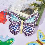 WEBEEDY Make 2 Butterfly Glass Mosaic Kit Creativity DIY Mosaic Glass Kit for Kids Adults Include Glass Mosaic Tiles, Wooden Chips, Ribbon WEBEEDY