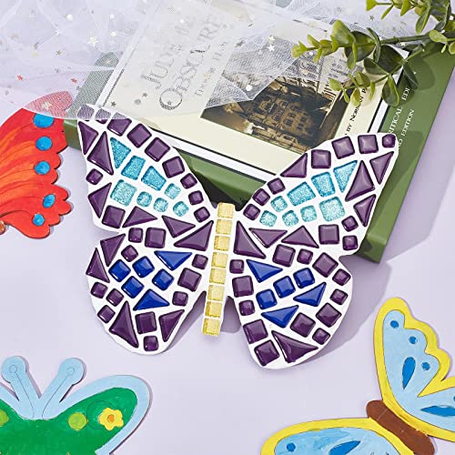 WEBEEDY Make 2 Butterfly Glass Mosaic Kit Creativity DIY Mosaic Glass Kit for Kids Adults Include Glass Mosaic Tiles, Wooden Chips, Ribbon - WoodArtSupply