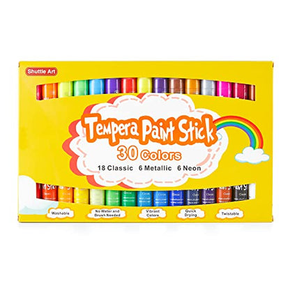 Tempera Paint Sticks, 30 Colors Solid Tempera Paint for Kids, Super Quick Drying, Non-Toxic, Works Great on Paper Wood Glass Ceramic Canvas