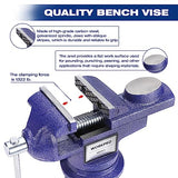 WORKPRO Bench Vise, 2.5 Inch Jaw Width Universal Table Vise, 360°Swivel Base Home Vice Bench Clamp with Magnetic Jaw Pads, Portable Clamp-on Vise WORKPRO