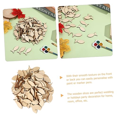 BESTOYARD 100pcs Decor Wooden Slice Unfinished Wooden Chips Adorn Animal Cutout Wood Slices Wood Blank Slices Unfinished Fish Cutouts Wooden Slices