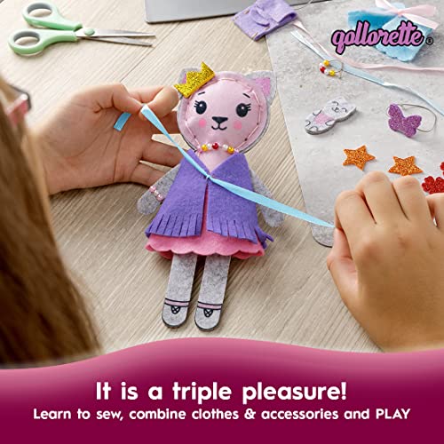 qollorette Felt Sewing Kit for Children, Make Your Own Kitty Toy, Kids' Craft Kit - Make A Friend Sewing Kit - Beginner Sewing Kit for Kids, Learn to qollorette