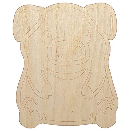 Cute Little Pig Sitting Unfinished Wood Shape Piece Cutout for DIY Craft Projects - 1/4 Inch Thick - 6.25 Inch Size Sniggle Sloth