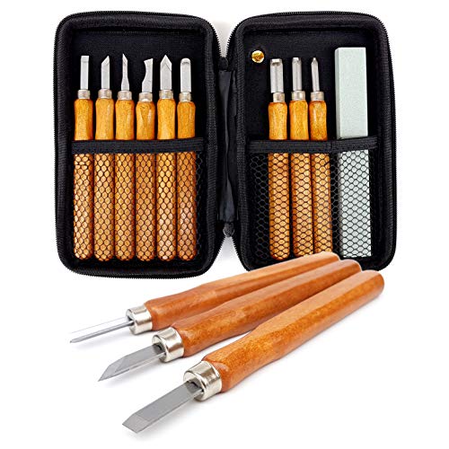 14 Piece Wood Carving Tool Set with Whetstone and Protective Case - WoodArtSupply