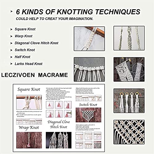 LECZIVOEN Macrame Kit, All in Macrame Supplies 109Yards x 3mm Macrame Cord,DIY Macrame Kit for Adults Beginners, Macrame Beads with Wooden Rings and - WoodArtSupply