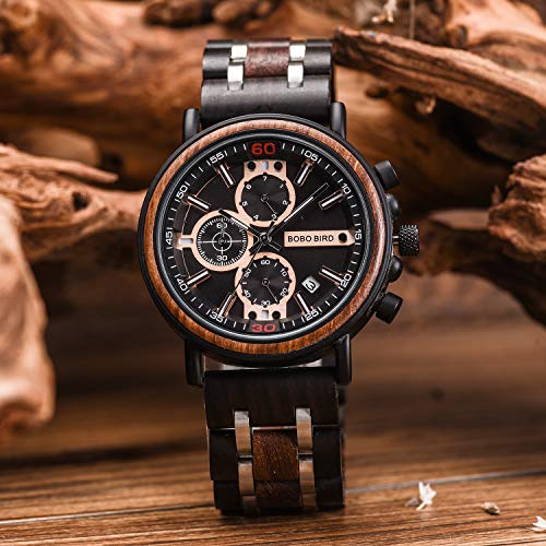 BOBO BIRD S18-1 Personalized Engraved Wood Watch Customized Wooden Watches for Husband Boyfriend Birthday Anniversary (Man-1) - WoodArtSupply