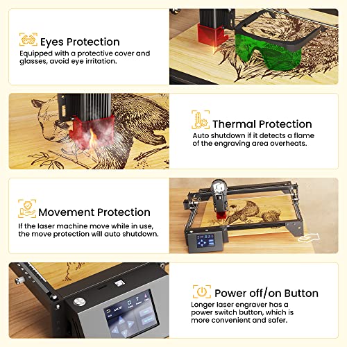 LONGER RAY5 Laser Engraver, 5W Output Laser DIY Engraving Machine, 40W Laser Engraving Cutter for Wood and Metal, 3.5" Touch Screen, Offline
