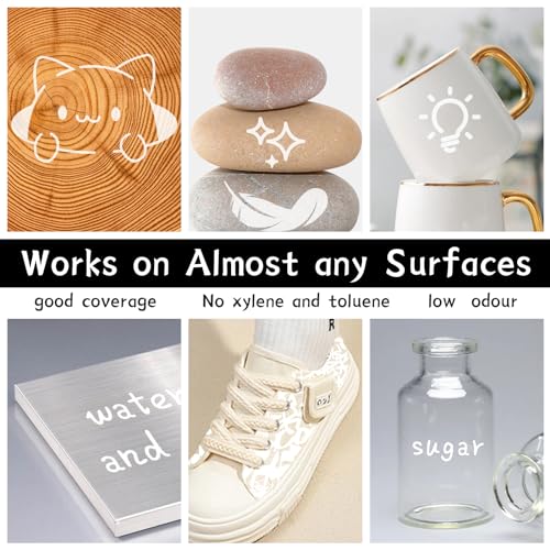 White Paint Pen Permanent Paint Markers - 2 Pack Oil Based Paint Markers, Medium Point, Quick Drying and Waterproof Paint Pens for Rock Painting Car TOOMGGA