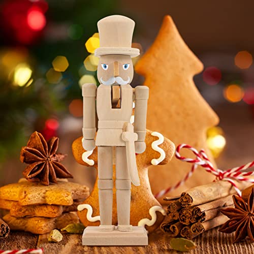 NOLITOY Unfinished Wooden Peg People Doll 3pcs Wood Unfinished Nutcracker Christmas Blank Nutcracker Soldier Figurines for DIY Crafts Unpainted NOLITOY