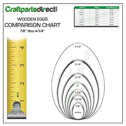 2-1/2 inch Wooden Hen Eggs | Easter Egg Hunt & Decorations | Ready to Craft Unfinished Wood Eggs | Flat Bottom -by CraftpartsDirect.com | Bag of 6 - WoodArtSupply