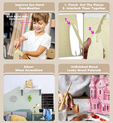 Puzzled 3D Puzzle Fantasy Villa Dollhouse Set Wood Craft Construction Model Kit, Fun Educational DIY Wooden Toy Assemble Unfinished Craft Hobby Puzzled