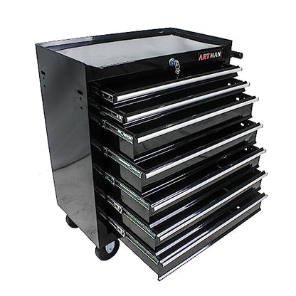 Rolling Tool Chest, 7-Drawer Rolling Tool Box With Interlock System And Wheels For Garage, Warehouse, Workshop, Repair Shop (Black, 7-Drawers) - WoodArtSupply