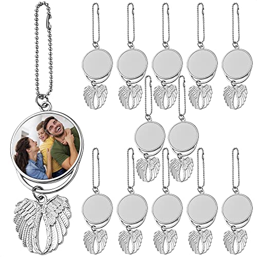 Print Sublimation Blanks Bulk Keychain Making Kit - 12Pcs Car Wing Keychain Charms Angel Wing Ornaments Sublimation Keychain Blanks - Printing Silver NADOBA