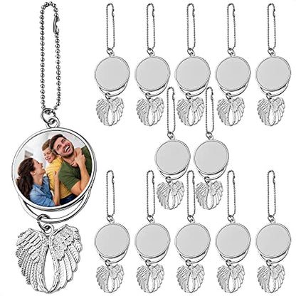 Print Sublimation Blanks Bulk Keychain Making Kit - 12Pcs Car Wing Keychain Charms Angel Wing Ornaments Sublimation Keychain Blanks - Printing Silver - WoodArtSupply