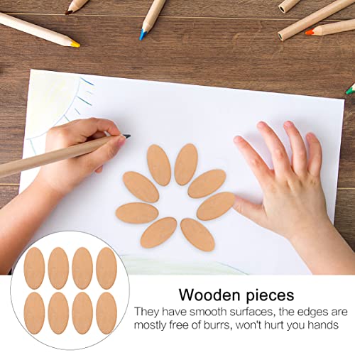 Wood Cutouts for Crafts 20pcs Wood Round Cutouts Unfinished Oval Wood Shapes Pieces Wood Discs Slices Oval Wood Embellishments for DIY Craft Wedding