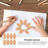 Wood Cutouts for Crafts 20pcs Wood Round Cutouts Unfinished Oval Wood Shapes Pieces Wood Discs Slices Oval Wood Embellishments for DIY Craft Wedding TEHAUX