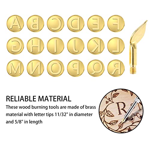 FUYGRCJ- 56Pcs Wood Burning Tip Set Letter Wood Burning Tool Including Alphabet Number Symbol Durable Brass Alphabet Number Template for DIY - WoodArtSupply